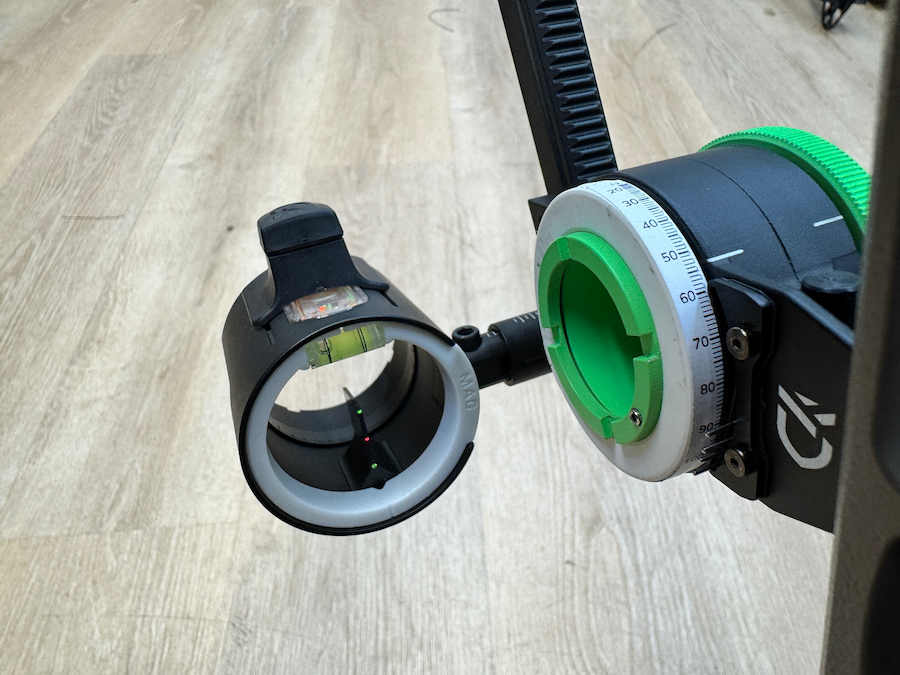Custom sight tape installed on Dialed Axros at Sarasota Archery Academy