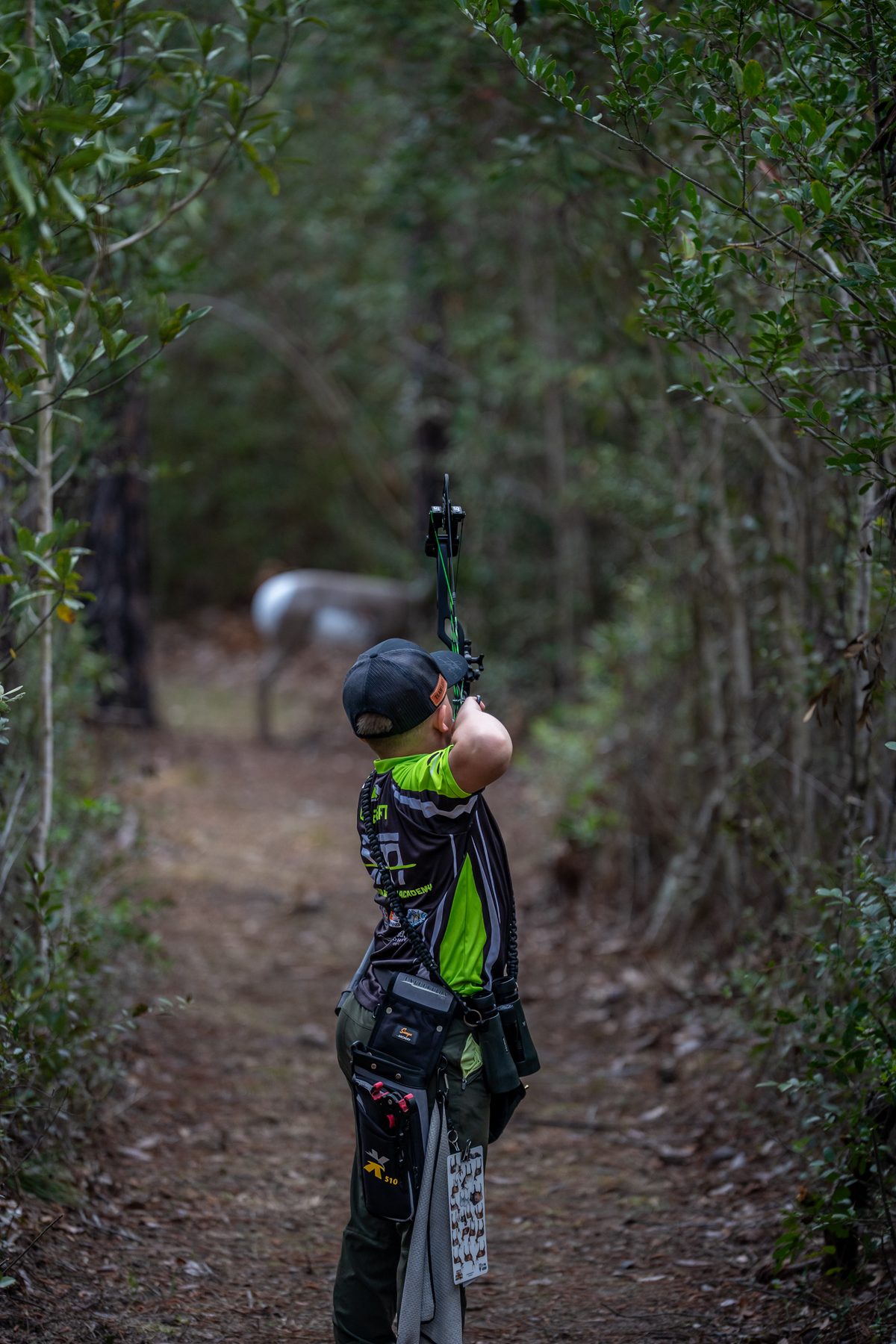 Eagle Open Boys full draw at ASA 3D tournament β Sarasota Archery Academy, Florida