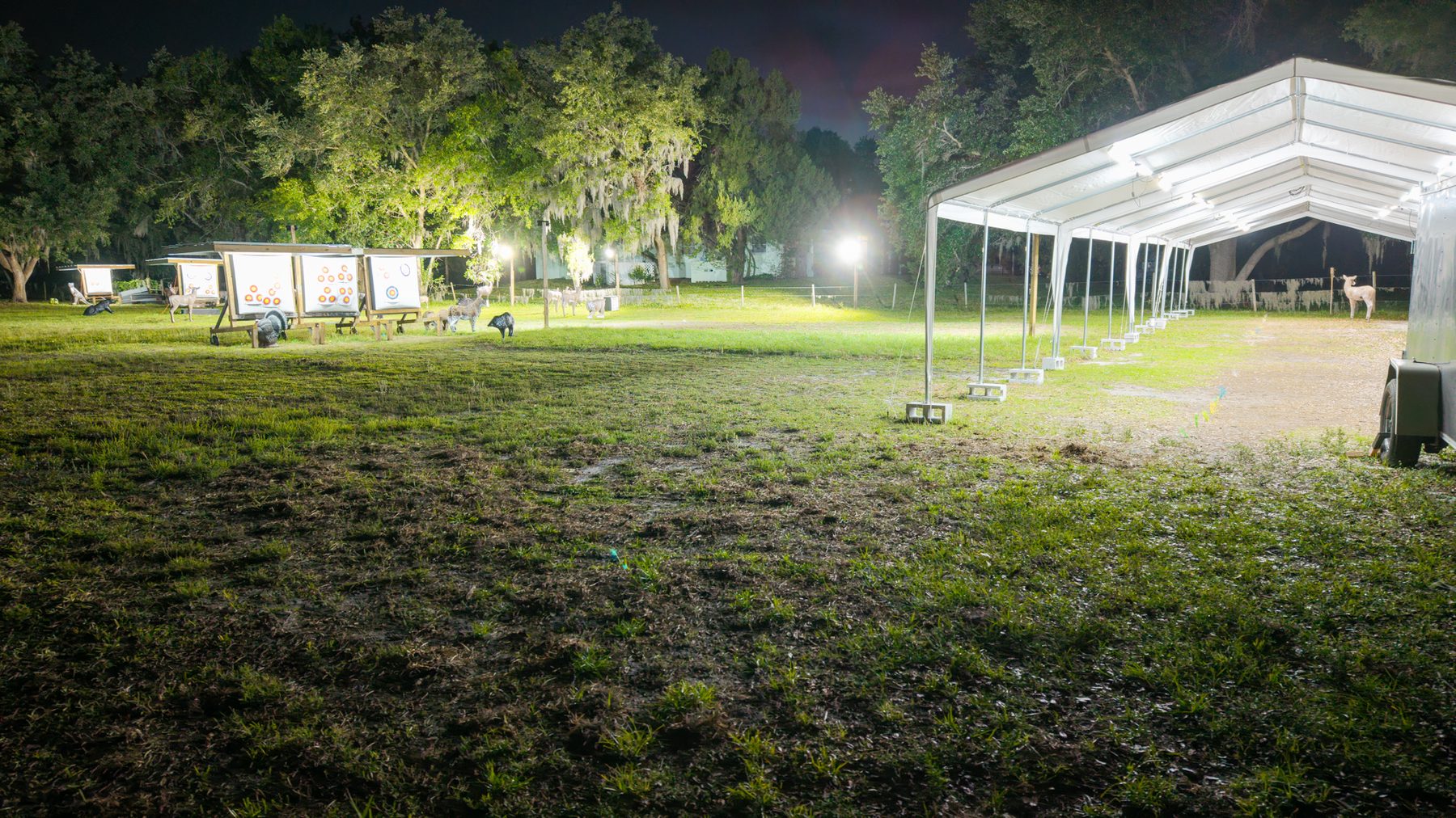 Evening practice range at Sarasota Archery Academy competitive training facility